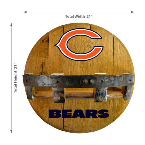 Chicago Bears Kentucky Oak Whiskey Barrel Bar Shelf