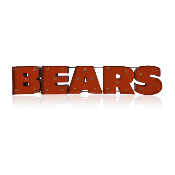 Chicago Bears Lighted Recycled Metal Wordmark Sign 2