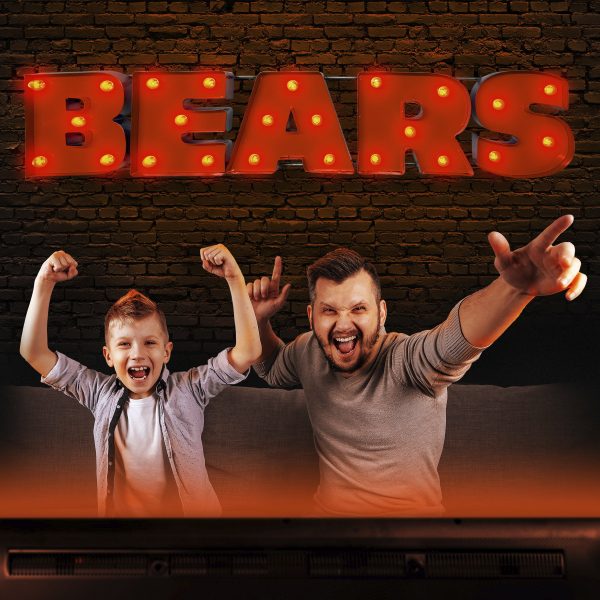 Chicago Bears Lighted Recycled Metal Wordmark Sign 3