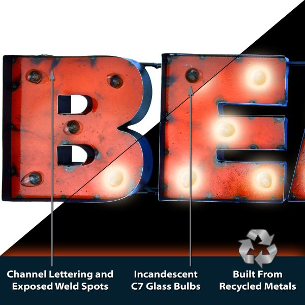 Chicago Bears Lighted Recycled Metal Wordmark Sign 5