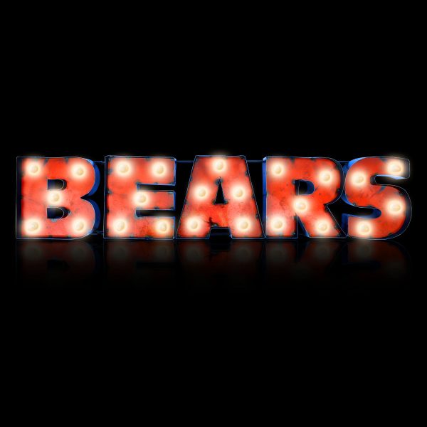 Chicago Bears Lighted Recycled Metal Wordmark Sign 6