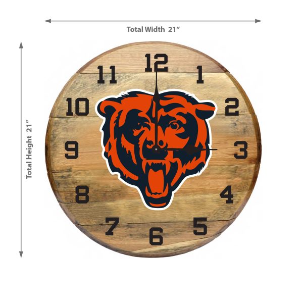 Chicago Bears Oak Barrel Clock Authentic Kentucky Made in USA 2