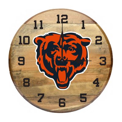 Chicago Bears Oak Barrel Clock Authentic Kentucky Made in USA