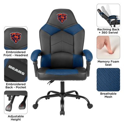 Chicago Bears Oversized Gaming Office Chair with Storage Pouch