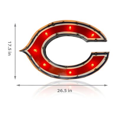 Chicago Bears Recycled Metal Lighted Logo Sign NFL Licensed