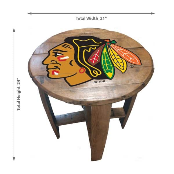 Chicago Blackhawks Oak Barrel Table 1