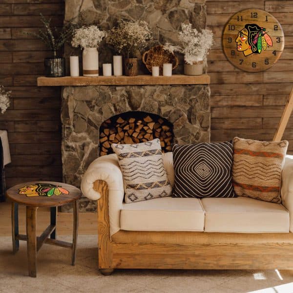 Chicago Blackhawks Oak Barrel Table 2