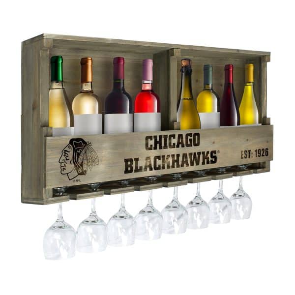 Chicago Blackhawks Reclaimed Wood Bar Shelf 3