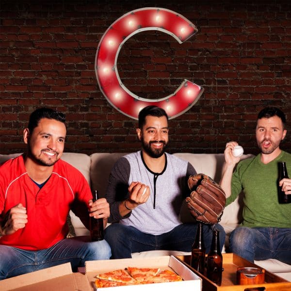 Chicago Cubs Lighted Recycled Metal MLB Sign 4
