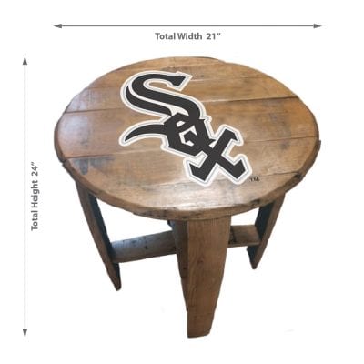 Chicago White Sox Oak Whiskey Barrel End Table