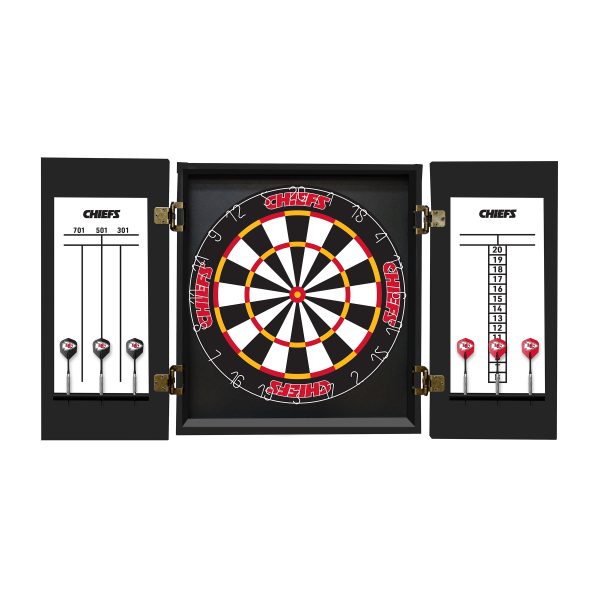 Chiefs Bristle Dartboard Cabinet Set 6