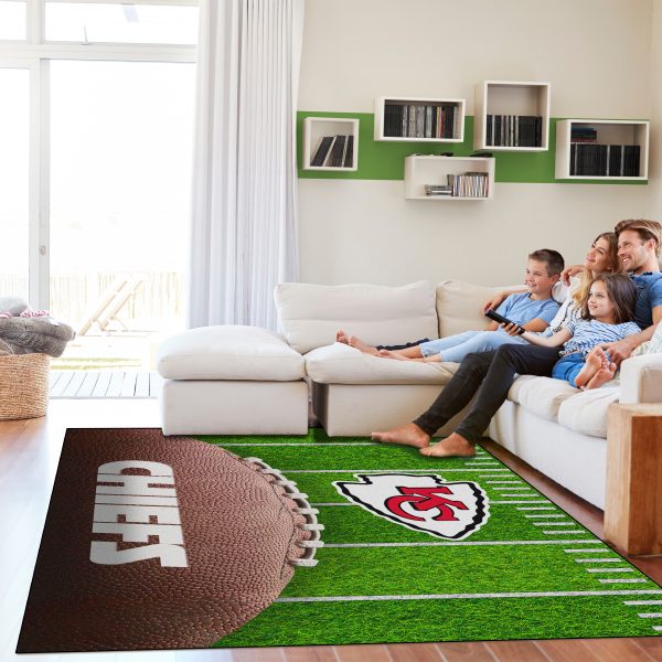Chiefs Kansas Collection 5x7 Football Field Washable Area Rug 2