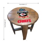 Chiefs NFL Oak Whiskey Barrel Side Table Kansas Collection