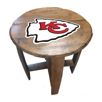 Chiefs NFL Oak Whiskey Barrel Side Table Kansas Collection