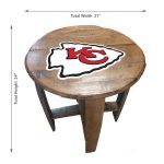Chiefs NFL Oak Whiskey Barrel Side Table Kansas Collection