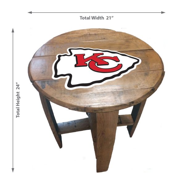 Chiefs NFL Oak Whiskey Barrel Side Table Kansas Collection 8