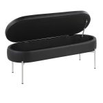 Chloe Black Faux Leather Chrome Glam Storage Bench 17 Chloe Black Faux Leather Chrome Glam Storage Bench