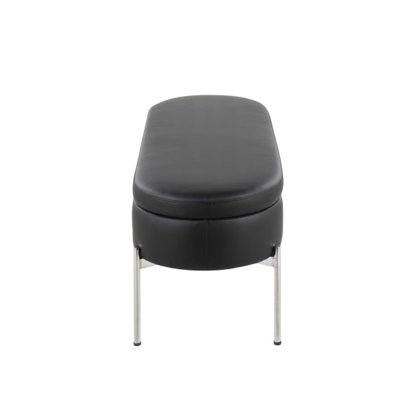 Chloe Black Faux Leather Chrome Glam Storage Bench 6