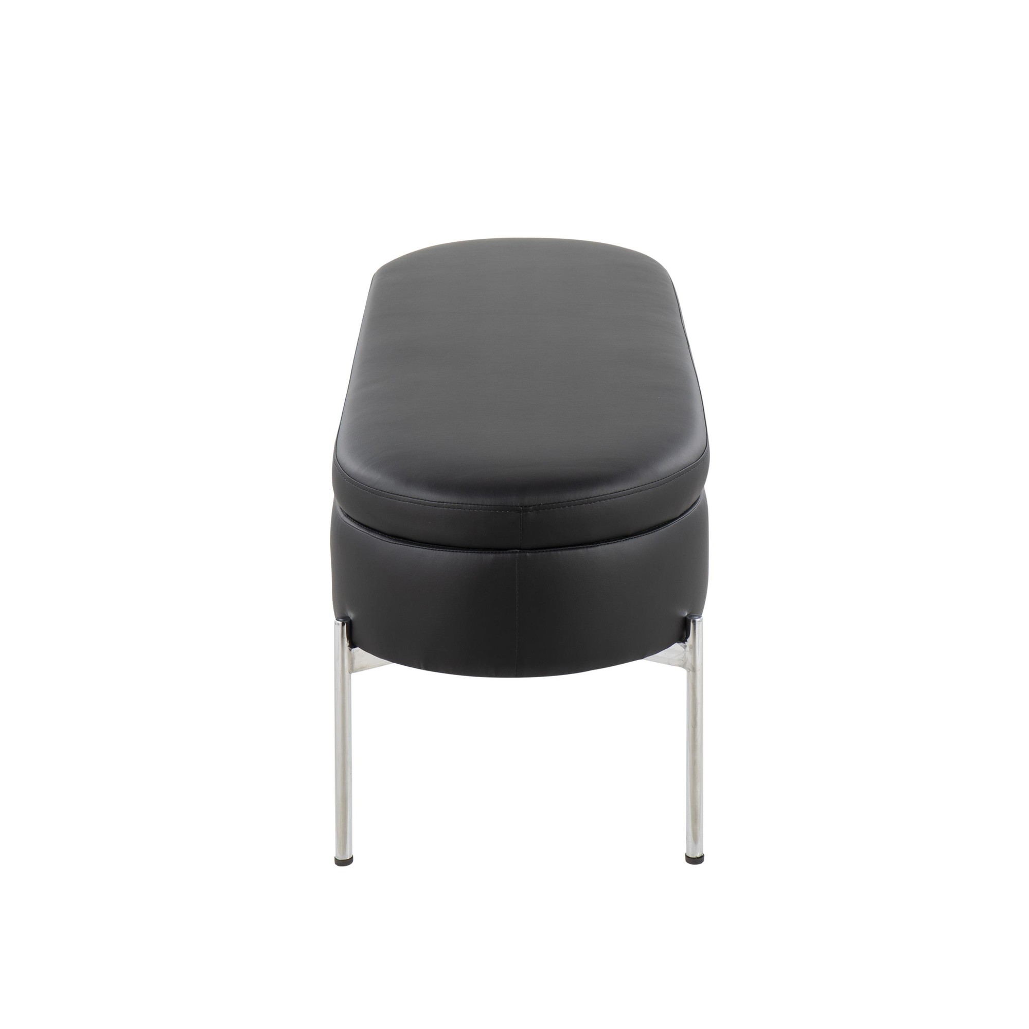 Chloe Black Faux Leather Chrome Glam Storage Bench 7 Chloe Black Faux Leather Chrome Glam Storage Bench - Image 7
