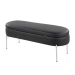Chloe Black Faux Leather Chrome Glam Storage Bench 20 Chloe Black Faux Leather Chrome Glam Storage Bench