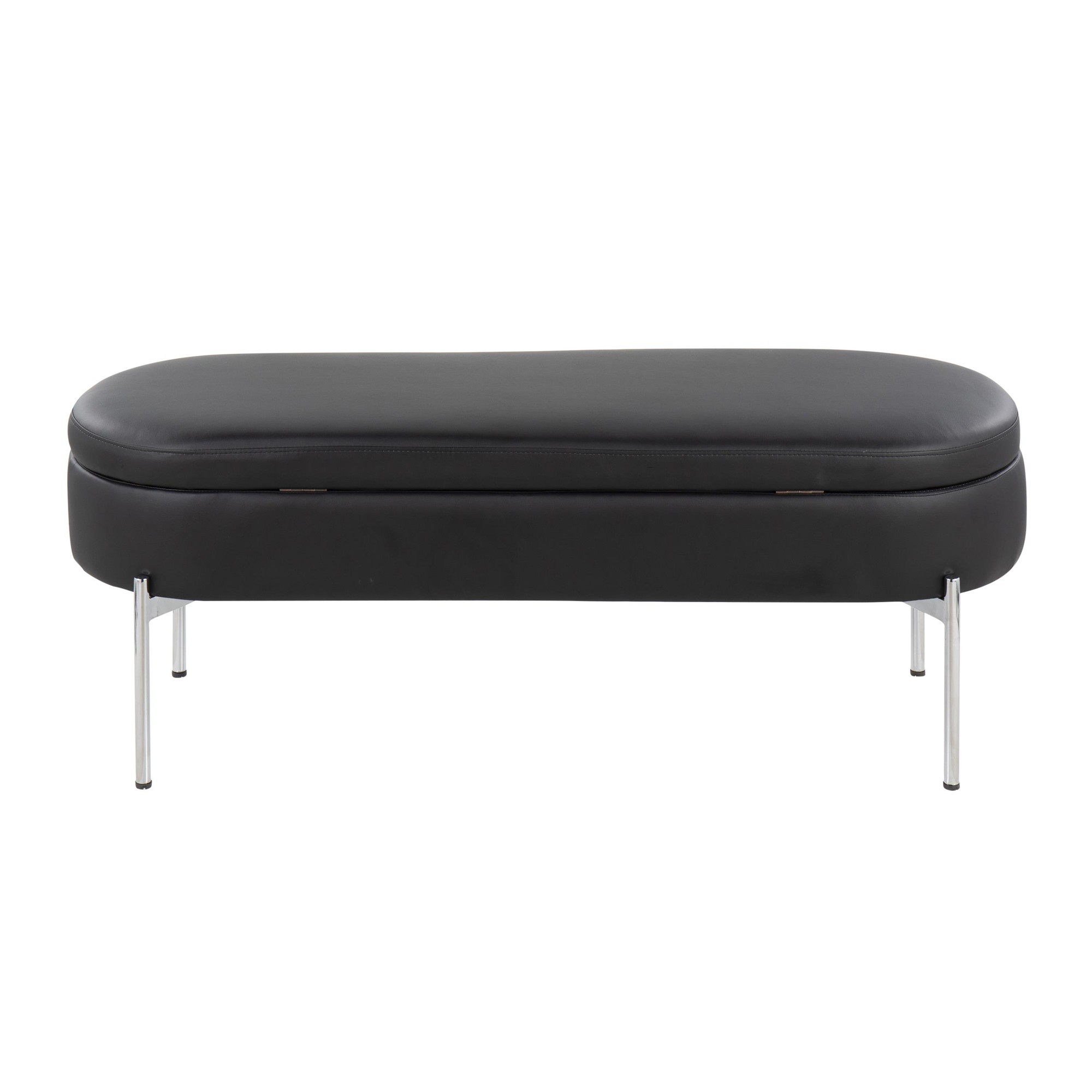 Chloe Black Faux Leather Chrome Glam Storage Bench 9 Chloe Black Faux Leather Chrome Glam Storage Bench - Image 9