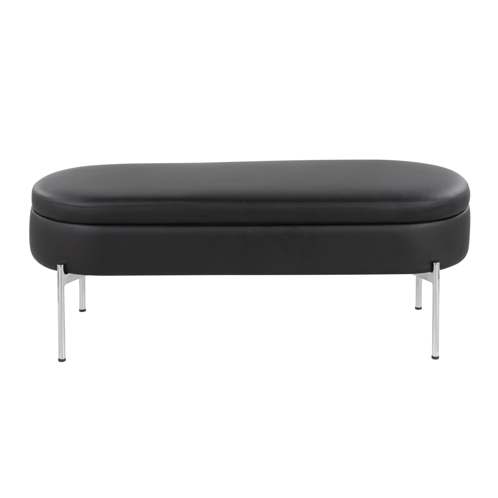 Chloe Black Faux Leather Chrome Glam Storage Bench 10 Chloe Black Faux Leather Chrome Glam Storage Bench - Image 10