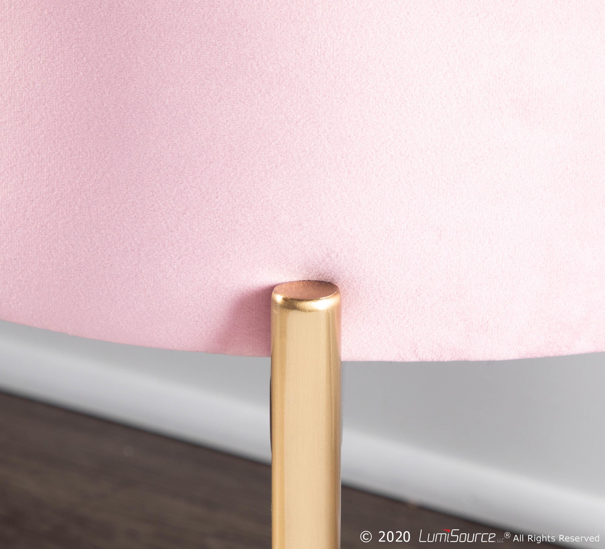 Chloe Blush Velvet Gold Metal Contemporary Storage Bench 2 Chloe Blush Velvet Gold Metal Contemporary Storage Bench - Image 2