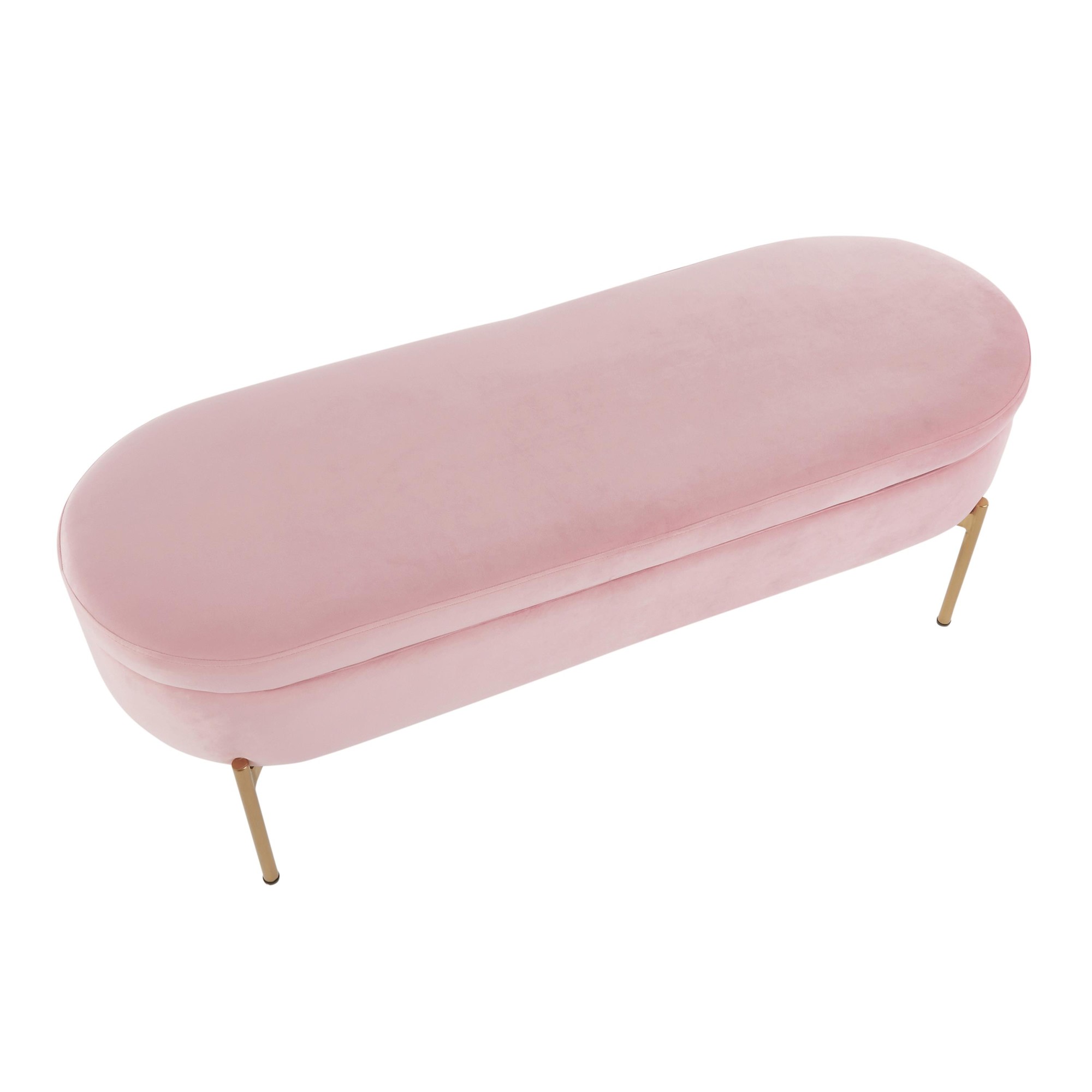 Chloe Blush Velvet Gold Metal Contemporary Storage Bench 11 Chloe Blush Velvet Gold Metal Contemporary Storage Bench - Image 11