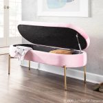Chloe Blush Velvet Gold Metal Contemporary Storage Bench 15 Chloe Blush Velvet Gold Metal Contemporary Storage Bench