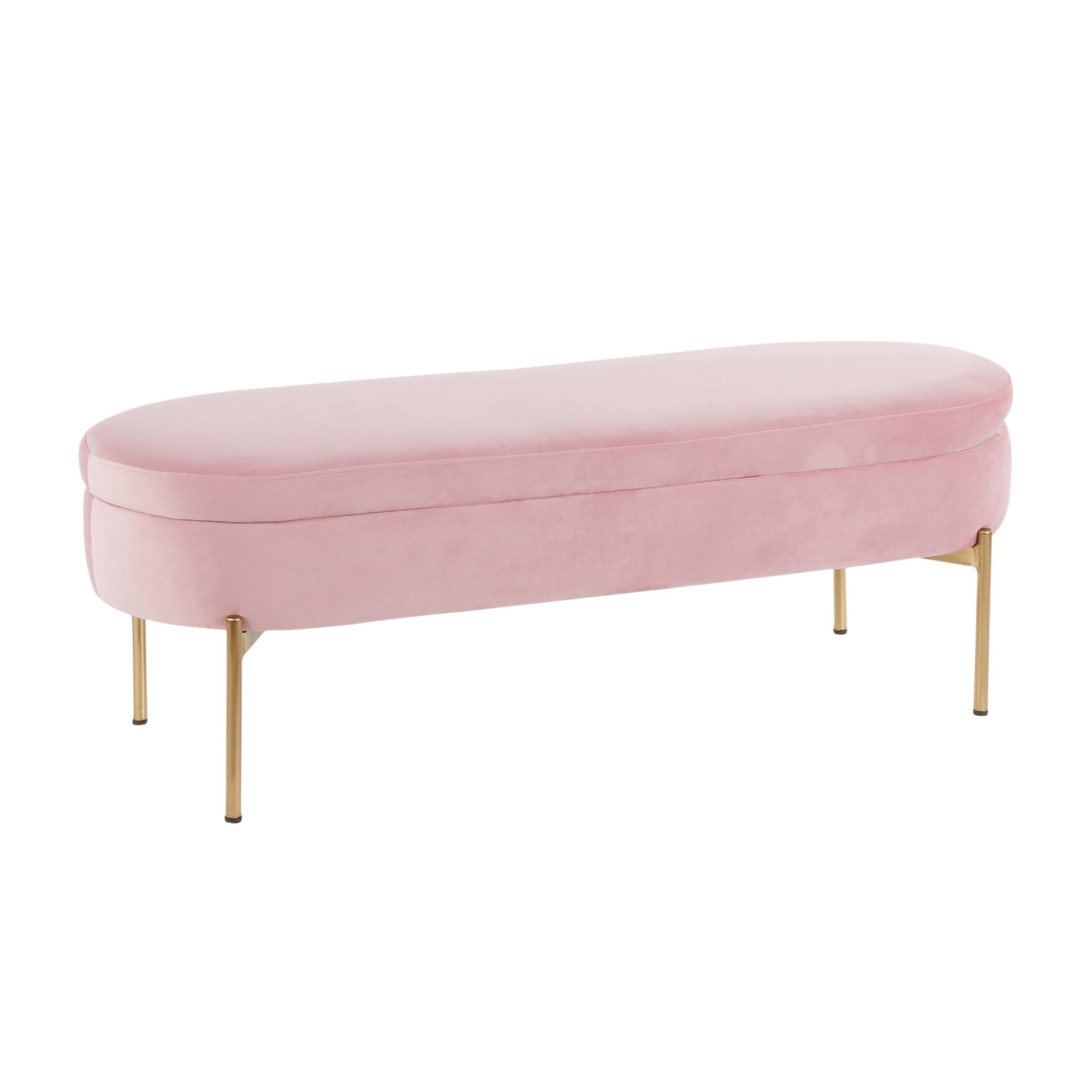 Chloe Blush Velvet Gold Metal Contemporary Storage Bench 5 Chloe Blush Velvet Gold Metal Contemporary Storage Bench - Image 5