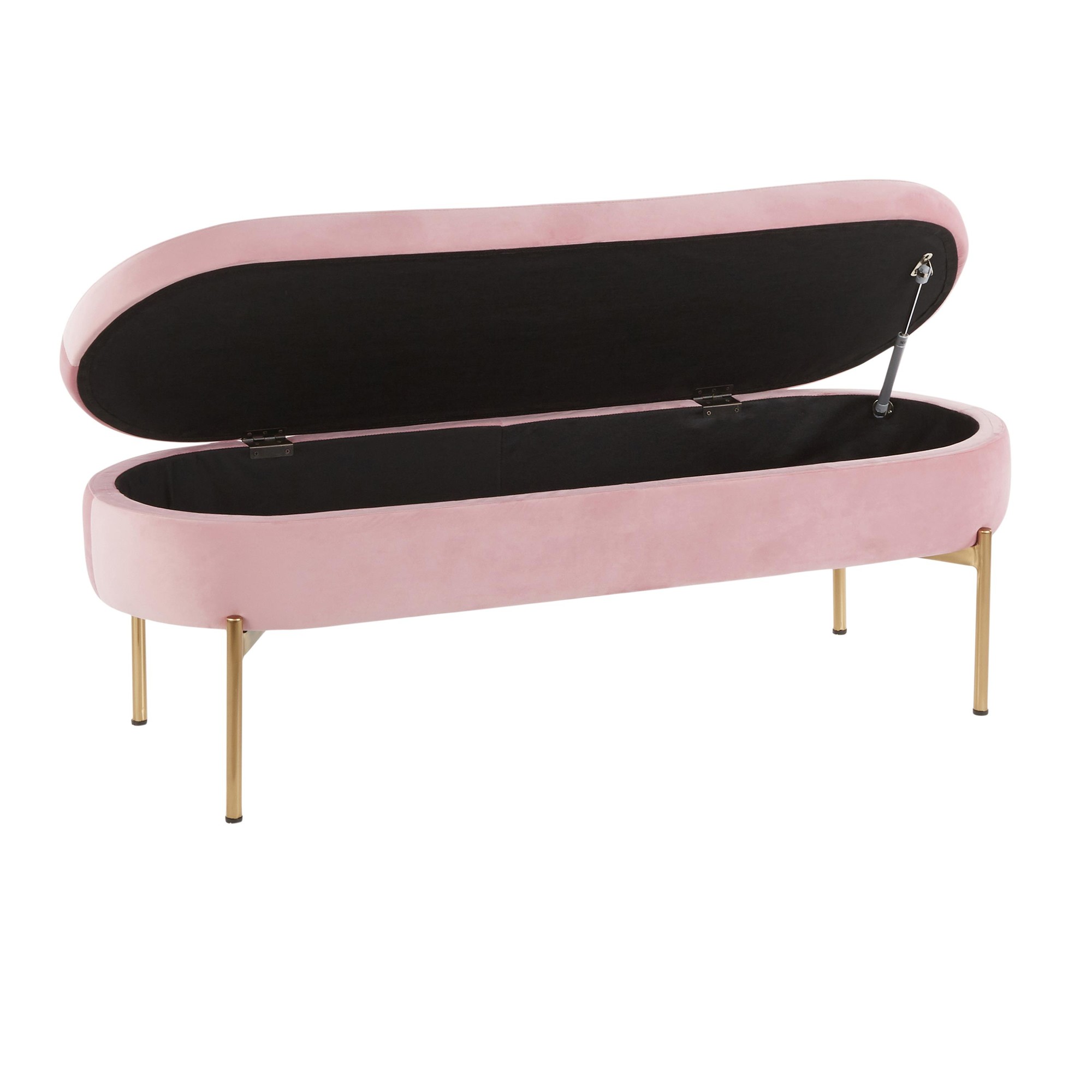 Chloe Blush Velvet Gold Metal Contemporary Storage Bench 6 Chloe Blush Velvet Gold Metal Contemporary Storage Bench - Image 6