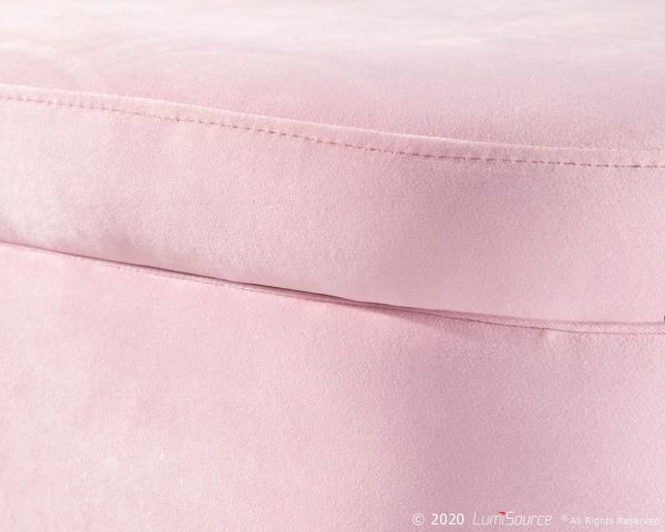 Chloe Blush Velvet Gold Metal Contemporary Storage Bench