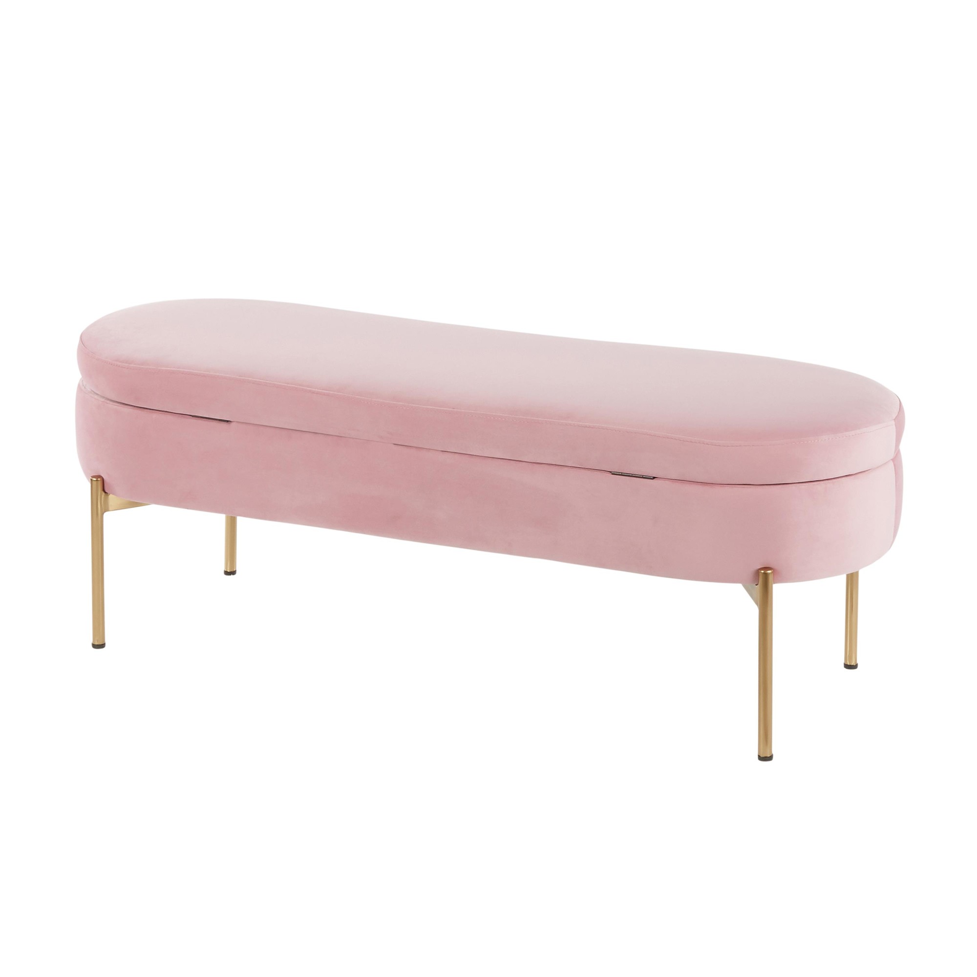 Chloe Blush Velvet Gold Metal Contemporary Storage Bench 8 Chloe Blush Velvet Gold Metal Contemporary Storage Bench - Image 8