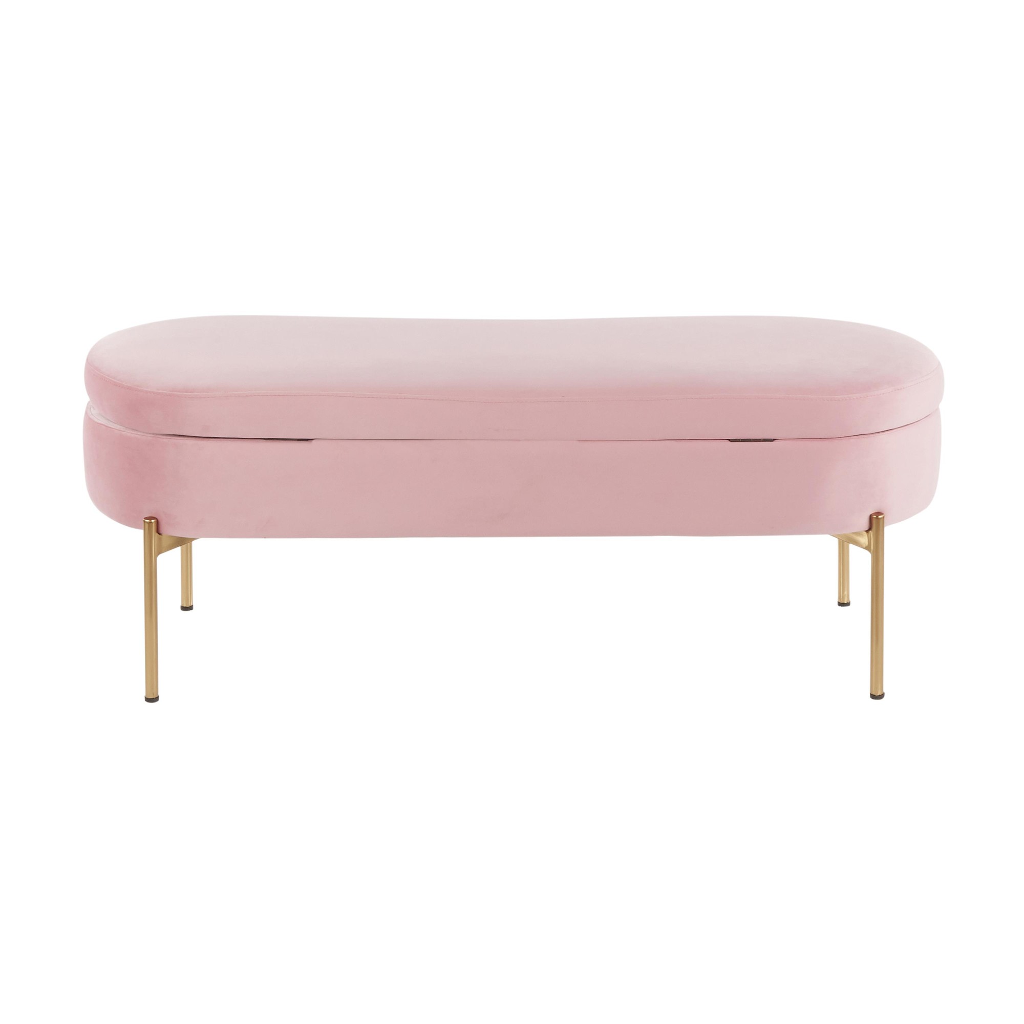 Chloe Blush Velvet Gold Metal Contemporary Storage Bench 9 Chloe Blush Velvet Gold Metal Contemporary Storage Bench - Image 9