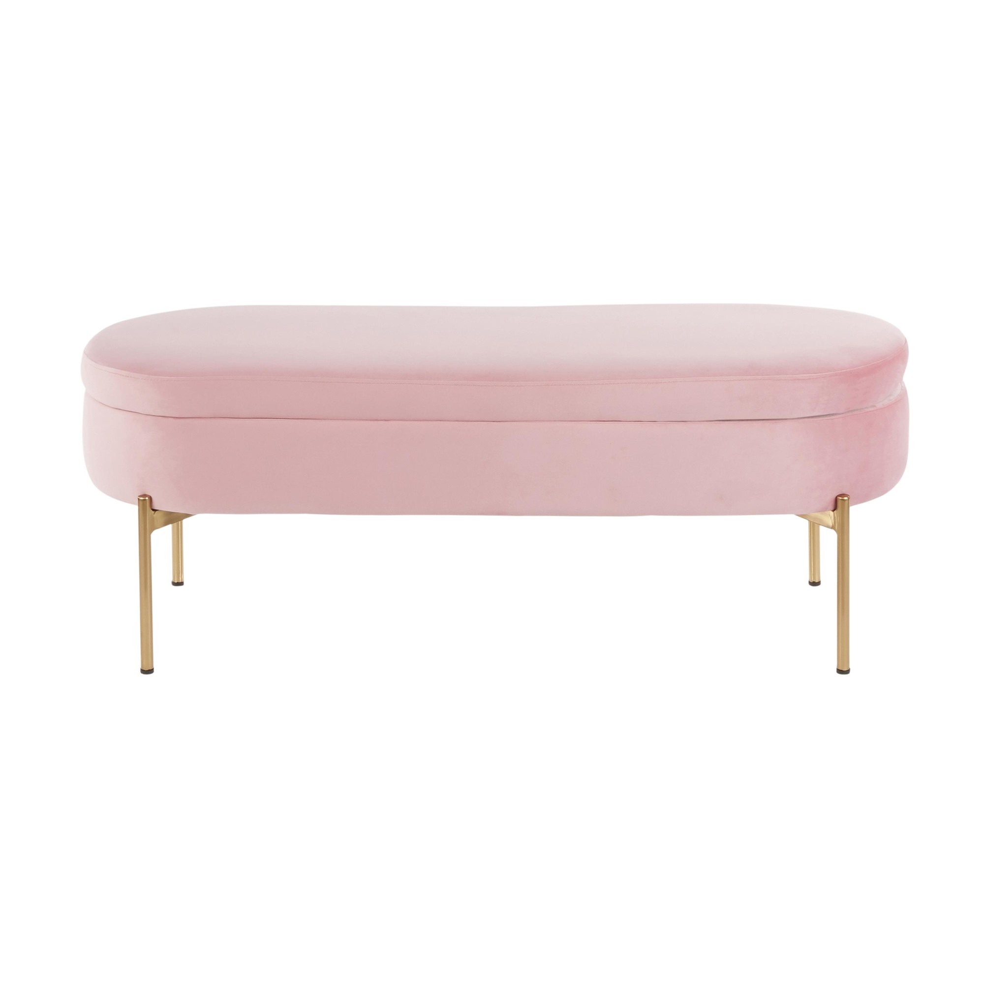 Chloe Blush Velvet Gold Metal Contemporary Storage Bench 10 Chloe Blush Velvet Gold Metal Contemporary Storage Bench - Image 10