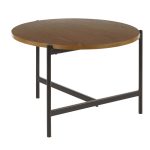 Chloe Contemporary Black Metal and Walnut Coffee Table