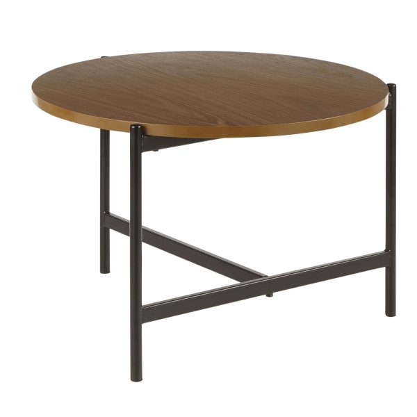 Chloe Contemporary Black Metal and Walnut Coffee Table 2