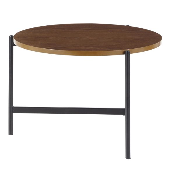 Chloe Contemporary Black Metal and Walnut Coffee Table 3