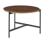Chloe Contemporary Black Metal and Walnut Coffee Table