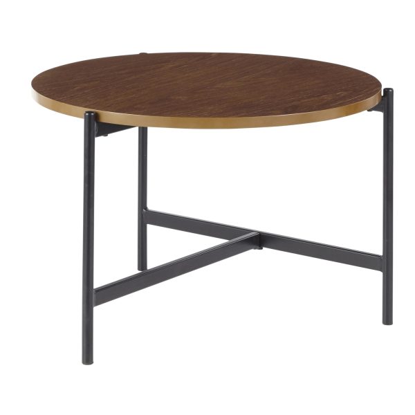 Chloe Contemporary Black Metal and Walnut Coffee Table 4