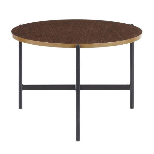 Chloe Contemporary Black Metal and Walnut Coffee Table 5