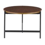 Chloe Contemporary Black Metal and Walnut Coffee Table