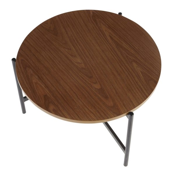 Chloe Contemporary Black Metal and Walnut Coffee Table 7