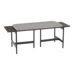 Chloe Contemporary Grey Fabric and Black Metal Bench