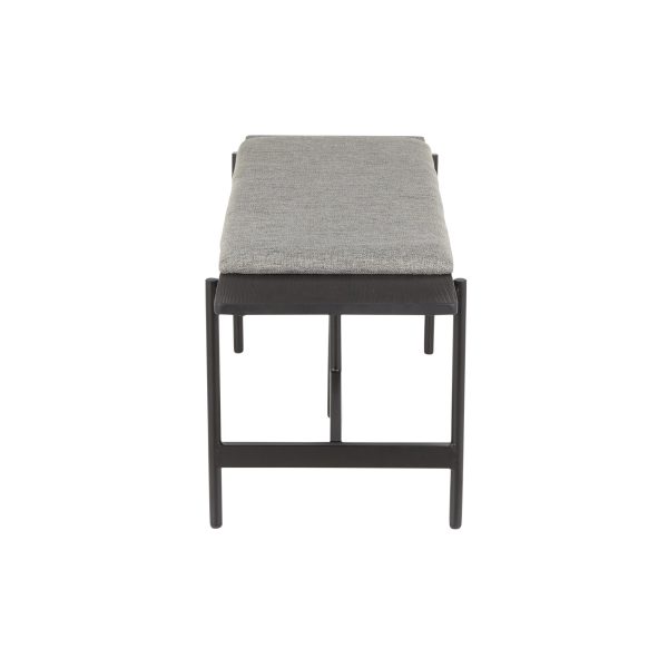 Chloe Contemporary Grey Fabric and Black Metal Bench 2