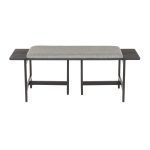 Chloe Contemporary Grey Fabric and Black Metal Bench