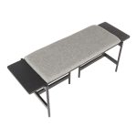Chloe Contemporary Grey Fabric and Black Metal Bench