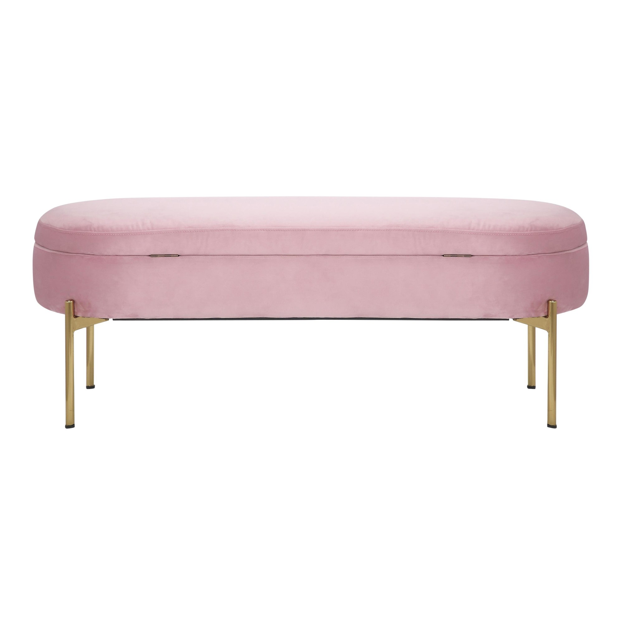 Chloe Glam Blush Velvet Gold Metal Storage Bench 11 Chloe Glam Blush Velvet Gold Metal Storage Bench - Image 11