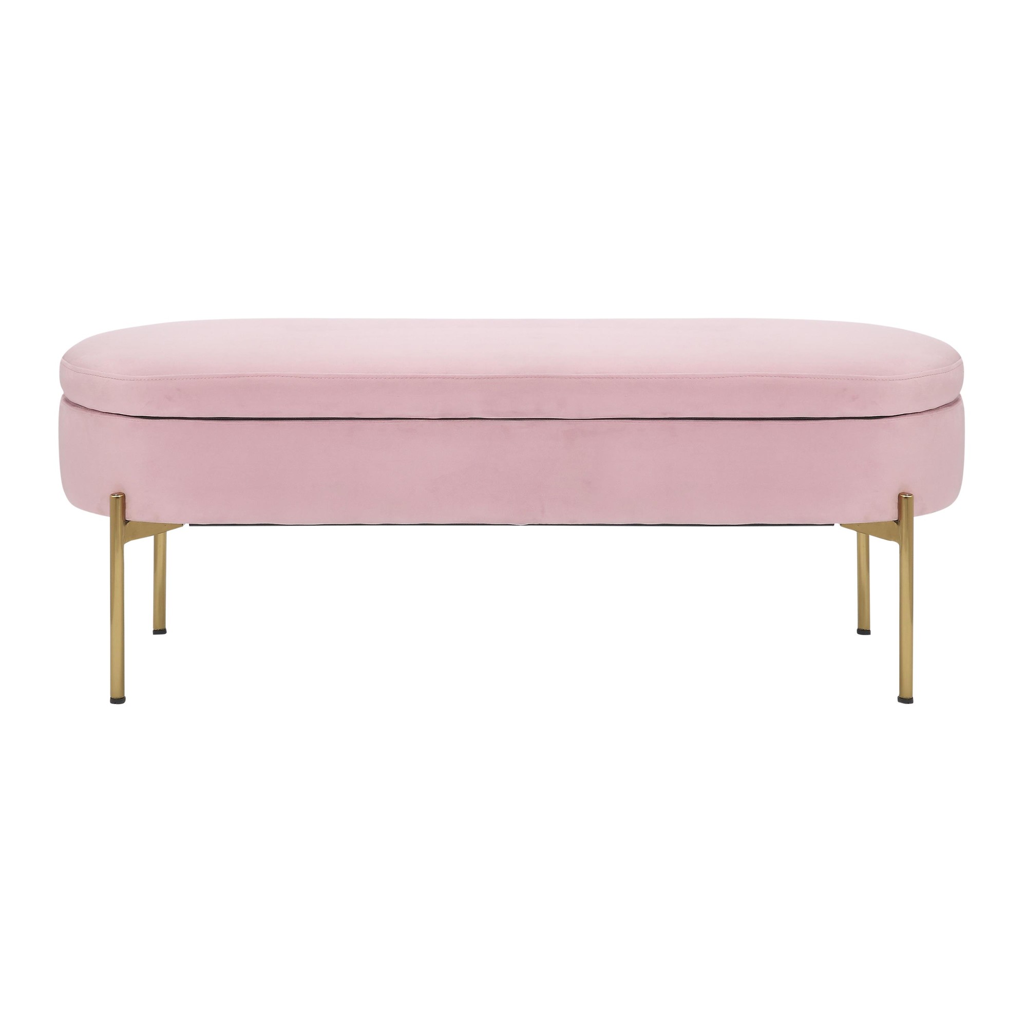 Chloe Glam Blush Velvet Gold Metal Storage Bench 12 Chloe Glam Blush Velvet Gold Metal Storage Bench - Image 12