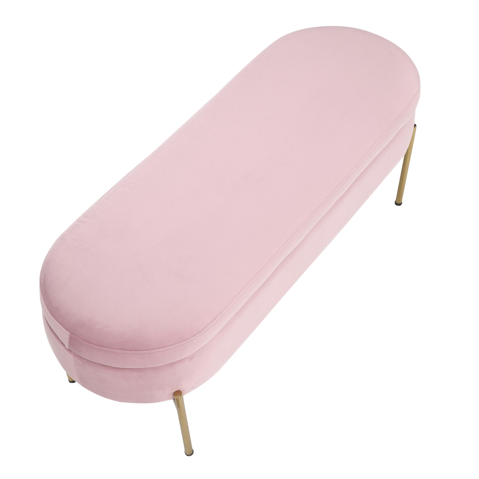 Chloe Glam Blush Velvet Gold Metal Storage Bench 13 Chloe Glam Blush Velvet Gold Metal Storage Bench - Image 13